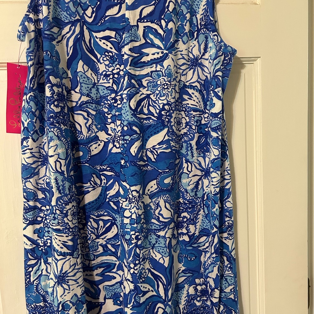 Lilly Pulitzer Blue Floral Henley Tank Dress